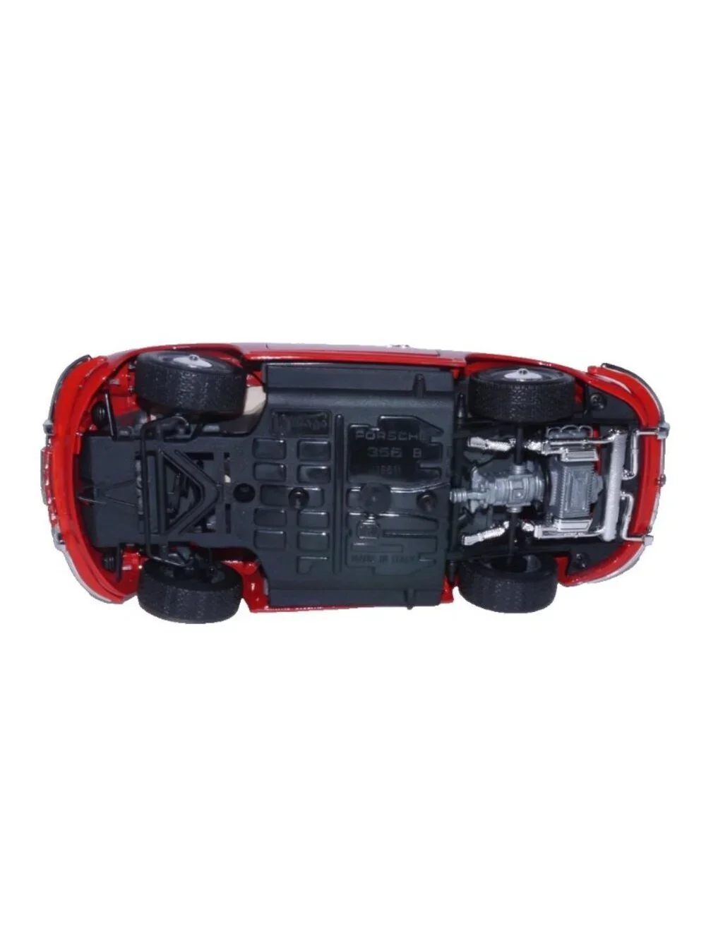 Bburago red diecast 1961 Porche 356B convertible 1/18 scale model car with stand